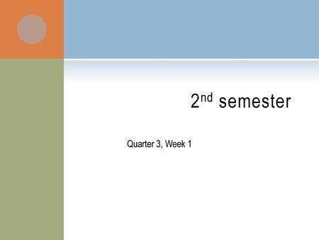 2nd semester Quarter 3, Week 1.