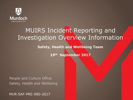 People and Culture Office Safety, Health and Wellbeing