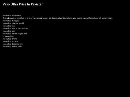 Vaso Ultra Price In Pakistan