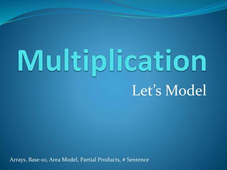 Multiplication Let’s Model