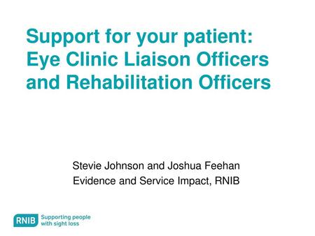 Stevie Johnson and Joshua Feehan Evidence and Service Impact, RNIB