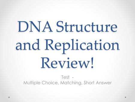 DNA Structure and Replication Review!