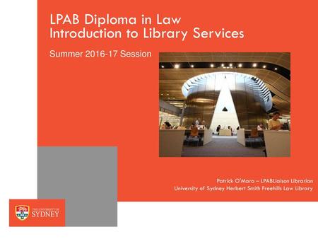 LPAB Diploma in Law Introduction to Library Services