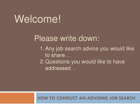 How to conduct an advising job search