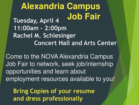 Alexandria Campus Job Fair Tuesday, April 4 11:00am – 2:00pm