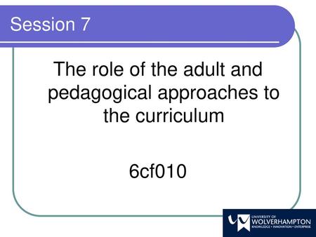 The role of the adult and pedagogical approaches to the curriculum