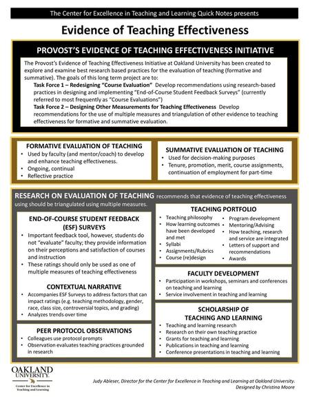 Evidence of Teaching Effectiveness