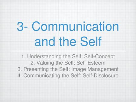 3- Communication and the Self