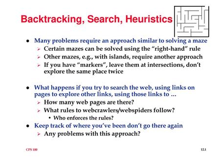 Backtracking, Search, Heuristics