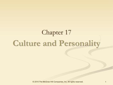 Culture and Personality