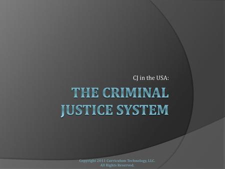 The Criminal Justice System