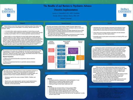 The Benefits of and Barriers to Psychiatric Advance