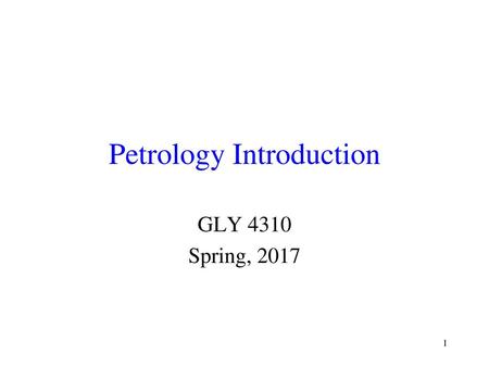 Petrology Introduction