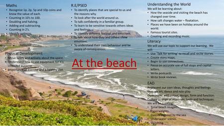 At the beach Understanding the World Maths R.E/PSED Literacy