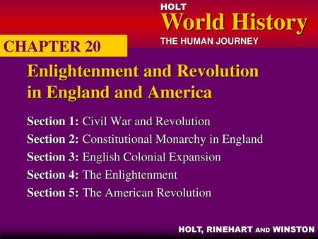 Enlightenment and Revolution in England and America