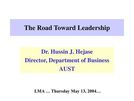 The Road Toward Leadership