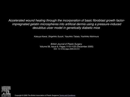 Accelerated wound healing through the incorporation of basic fibroblast growth factor- impregnated gelatin microspheres into artificial dermis using a.