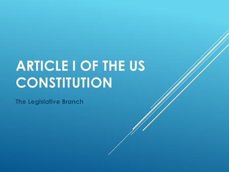 Article I of the US Constitution