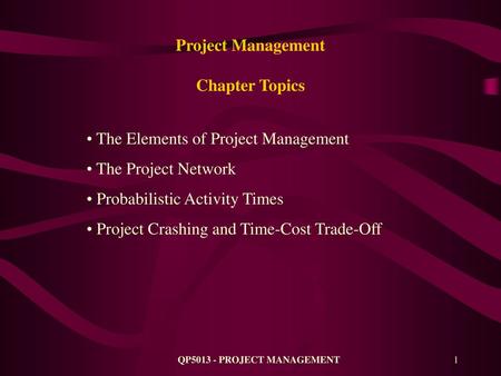 Project Management Chapter Topics