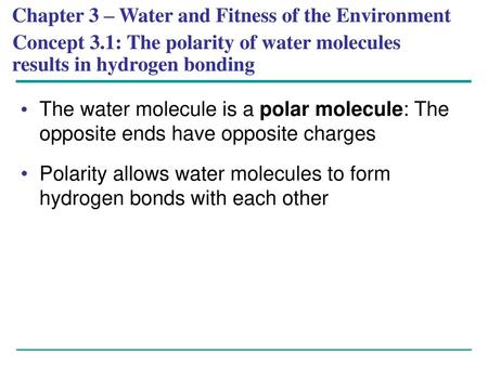 Chapter 3 – Water and Fitness of the Environment