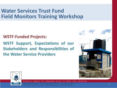 Water Services Trust Fund Field Monitors Training Workshop