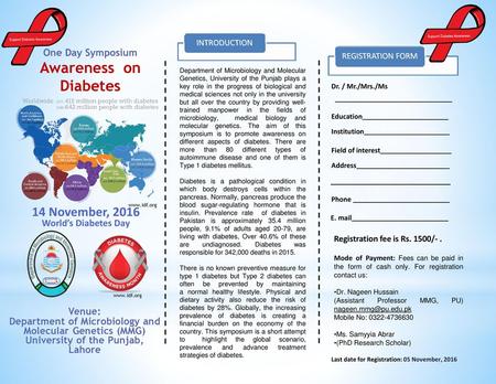 14 November, 2016 Awareness on Diabetes World’s Diabetes Day