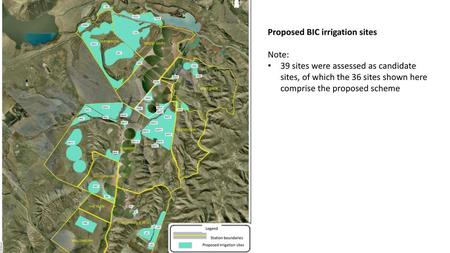 Proposed BIC irrigation sites Note: