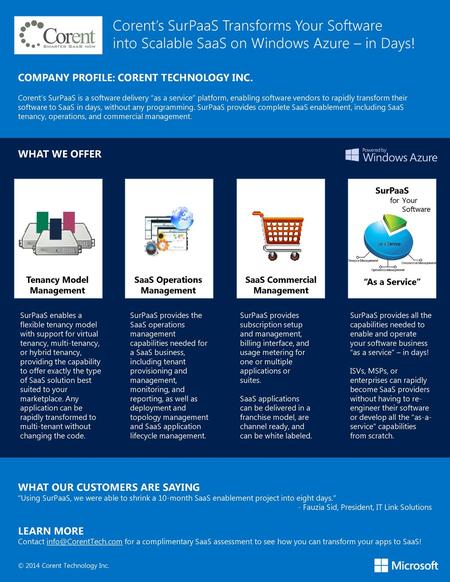 COMPANY PROFILE: CORENT TECHNOLOGY INC.