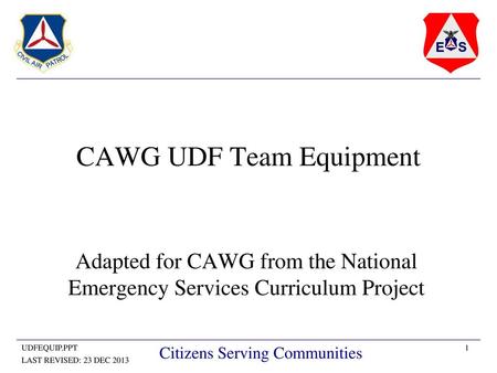 CAWG UDF Team Equipment