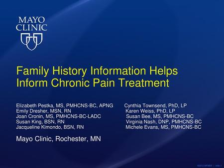 Family History Information Helps Inform Chronic Pain Treatment