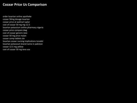 Cozaar Price Us Comparison