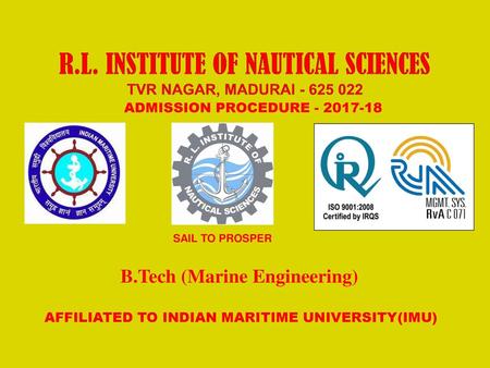 R.L. INSTITUTE OF NAUTICAL SCIENCES TVR NAGAR, MADURAI