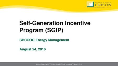 Self-Generation Incentive Program (SGIP)