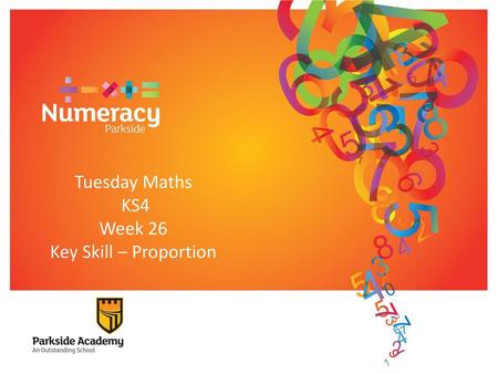 Tuesday Maths KS4 Week 26 Key Skill – Proportion.