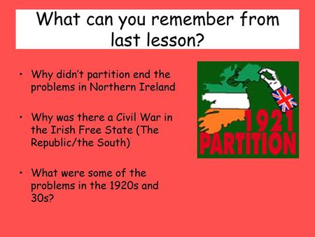 What can you remember from last lesson?