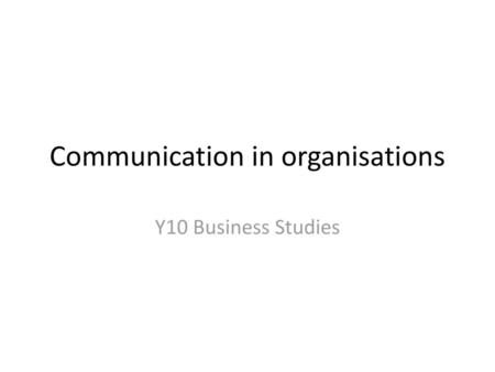 Communication in organisations