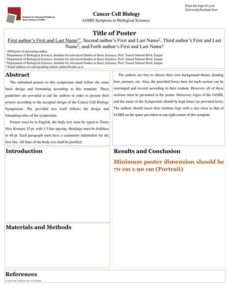 Title of Poster Cancer Cell Biology Abstract Introduction