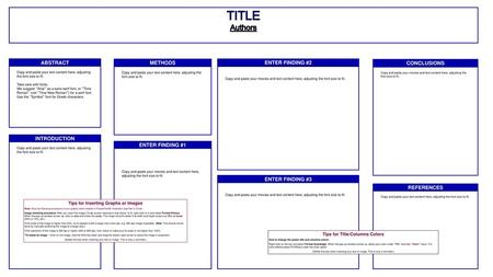 Tips for Inserting Graphs or Images Tips for Title/Columns Colors