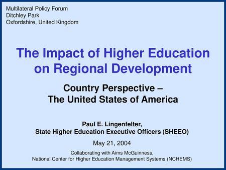 The Impact of Higher Education on Regional Development