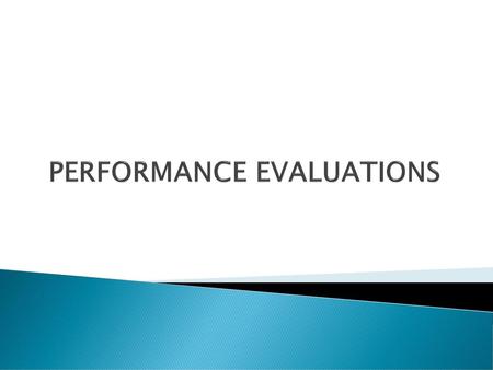 PERFORMANCE EVALUATIONS