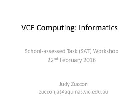 VCE Computing: Informatics