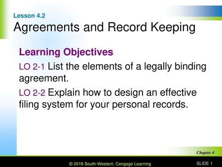 Lesson 4.2 Agreements and Record Keeping