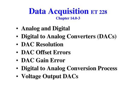 Data Acquisition ET 228 Chapter