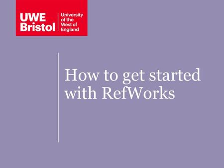 How to get started with RefWorks