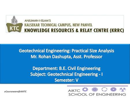 Geotechnical Engineering: Practical Size Analysis