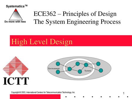 ECE362 – Principles of Design The System Engineering Process