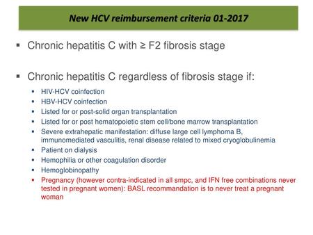 New HCV reimbursement criteria