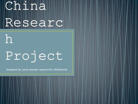 Ancient China Research Project