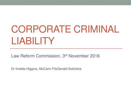 Corporate Criminal Liability