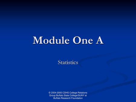 Module One A Statistics